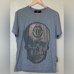 Philipp Plein Bling Skull Rhinestones Ladies XL . Black &  Gold